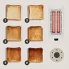 A collage of toast at different browning levels, a toaster, and a browning control dial. Voir les images du produit
