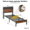 Lit 90 x 200 cm, sommier avec tête de lit à rangement et Voir les images du produit 2