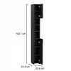 Badschrank Hochschrank schmal schwarz matt - 182x20x24 cm Produktbild-Vorschau 6