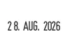 A date stamp with the text "28. AUG. 2026" is displayed. Produktbild-Vorschau