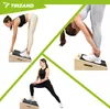 A collage of three images showing a woman using a wooden slant board for stretching exercises. Náhľad obrázku produktu