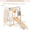 A diagram showing the dimensions of a wooden children's climbing frame. Podgląd zdjęcia produktu