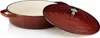 A red cast iron Dutch oven with its lid slightly ajar, shown on a white background. Anteprima dell’immagine prodotto