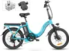 A blue electric bicycle is shown against a white background, with two small inset images of accessories at the top left. Náhled obrázku produktu