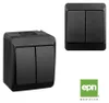 Elektro-Plast | Interruttore Doppio Hermes - Nero - IP44 - Anteprima dell’immagine prodotto 2