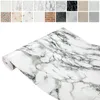 A collage of different decorative foil patterns above a close-up of a marble-patterned roll of decorative foil. Produktbild-Vorschau