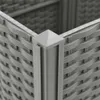 A close-up view of the corner of a grey woven planter box. Podgląd zdjęcia produktu