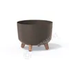 A brown planter pot with three wooden legs, isolated on a white background. Náhled obrázku produktu