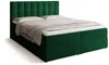 A green upholstered box spring bed with a tufted headboard and two storage drawers, shown from a diagonal front-left perspective against a white background. Produktbild-Vorschau