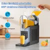 A slush machine is shown with instructions on how to use it, and a glass of slush is next to it. Produktbild-Vorschau