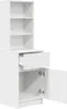 A white cabinet with shelves, a drawer, and an open door. Náhled obrázku produktu