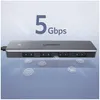 Ugreen Hub Adapter 4-in-1 USB-C auf 4× USB 3.0 + USB-C Grau Produktbild-Vorschau 3