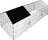 A wire cage with a black roof, likely for small animals. Voir les images du produit