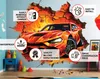 Sportwagen im feurigen 3D-Mauerdurchbruch – Decords Wandtattoo, Produktansicht 2 Podgląd zdjęcia produktu