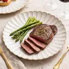 8er-Set Premium Porzellan Speiseteller Ø20 cm – Elegantes Wellendesign mit edlem Goldrand Produktbild-Vorschau