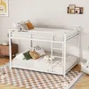 A white metal bunk bed with bedding and pillows in a bedroom setting. Anteprima dell’immagine prodotto