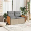Gartensofa mit Kissen 2-Sitzer Beige Poly Rattan Produktbild-Vorschau 3