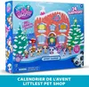 A box of Littlest Pet Shop advent calendar toys, featuring cartoon pets and a festive house design. Náhled obrázku produktu