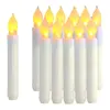 A group of LED candles with flickering yellow flames. Produktbild-Vorschau