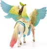 A toy Pegasus with a rider and a bird on its back, shown from the rear. Náhľad obrázku produktu