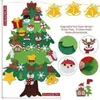 A felt Christmas tree with various ornaments attached, shown with close-up views of some of the ornaments and a description of the product's design. Produktbild-Vorschau