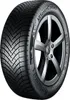 A close-up of a Continental AllSeasonContact tire mounted on a silver alloy wheel, presented against a white background. Produktbild-Vorschau