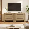 Nachttisch mit 2 Schubladen, 70cm Modern Braun Metallgriffe Produktbild-Vorschau 9