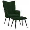 A dark green velvet armchair and ottoman set on a white background. Produktbild-Vorschau