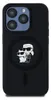 A black iPhone case with a Karl Lagerfeld and Choupette graphic. Produktbild-Vorschau