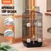 A bird cage with birds inside, displayed in a room setting with text overlays highlighting features. Anteprima dell’immagine prodotto
