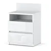 A white nightstand with two drawers and an open shelf, shown against a white background. Podgląd zdjęcia produktu