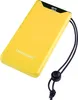 A yellow power bank with a black lanyard. Voir les images du produit