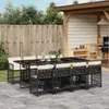 vidaXL 9-tlg. Garten-Essgruppe mit Kissen Schwarz Poly Produktbild-Vorschau 2