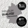 A graphic overlay on a background of white beads, featuring text and a map of Germany. Produktbild-Vorschau