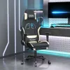 Gaming-Stuhl mit Massage & Fußstütze Schwarz und Creme Produktbild-Vorschau 2