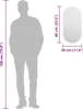 A diagram showing the dimensions of a mirror in relation to a person. Produktbild-Vorschau