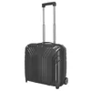 A black rolling suitcase with a telescopic handle extended, shown from a three-quarter angle against a white background. Produktbild-Vorschau