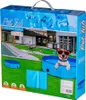 The image shows the packaging of a foldable dog pool, with a depiction of a dog in a pool on the front. Anteprima dell’immagine prodotto