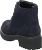 A close-up rear view of a dark blue suede boot. Anteprima dell’immagine prodotto