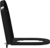 A black toilet seat is shown from the side, with the lid open. Náhled obrázku produktu