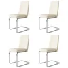 Four beige dining chairs with silver metal legs are arranged in a grid against a white background. Podgląd zdjęcia produktu