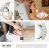 Collage of images showing a massage table and its features, with a woman receiving a massage. Náhled obrázku produktu