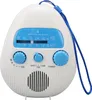 A white and blue AM/FM shower radio is shown from the front. Náhled obrázku produktu