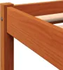 Close-up view of a wooden bed frame corner. Produktbild-Vorschau