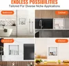 Collage showing different applications of a recessed niche shelf in a bathroom, kitchen, and as a bookshelf. Podgląd zdjęcia produktu