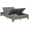 A double chaise lounge with gray cushions, shown with the storage compartment open. Produktbild-Vorschau