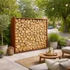 Cortenstahl Sichtschutzwand Brennholzregal 200x200x38 cm Produktbild-Vorschau 1