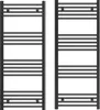 Two black towel radiators are shown side-by-side against a white background. Podgląd zdjęcia produktu