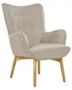 BELIANI Sessel Beige Stoff Gepolstert Gesteppt mit Hocker Produktbild-Vorschau 4