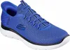 A single blue Skechers Slip-ins Summits High Range men's sneaker shown from a side-diagonal angle on a white background. Náhľad obrázku produktu